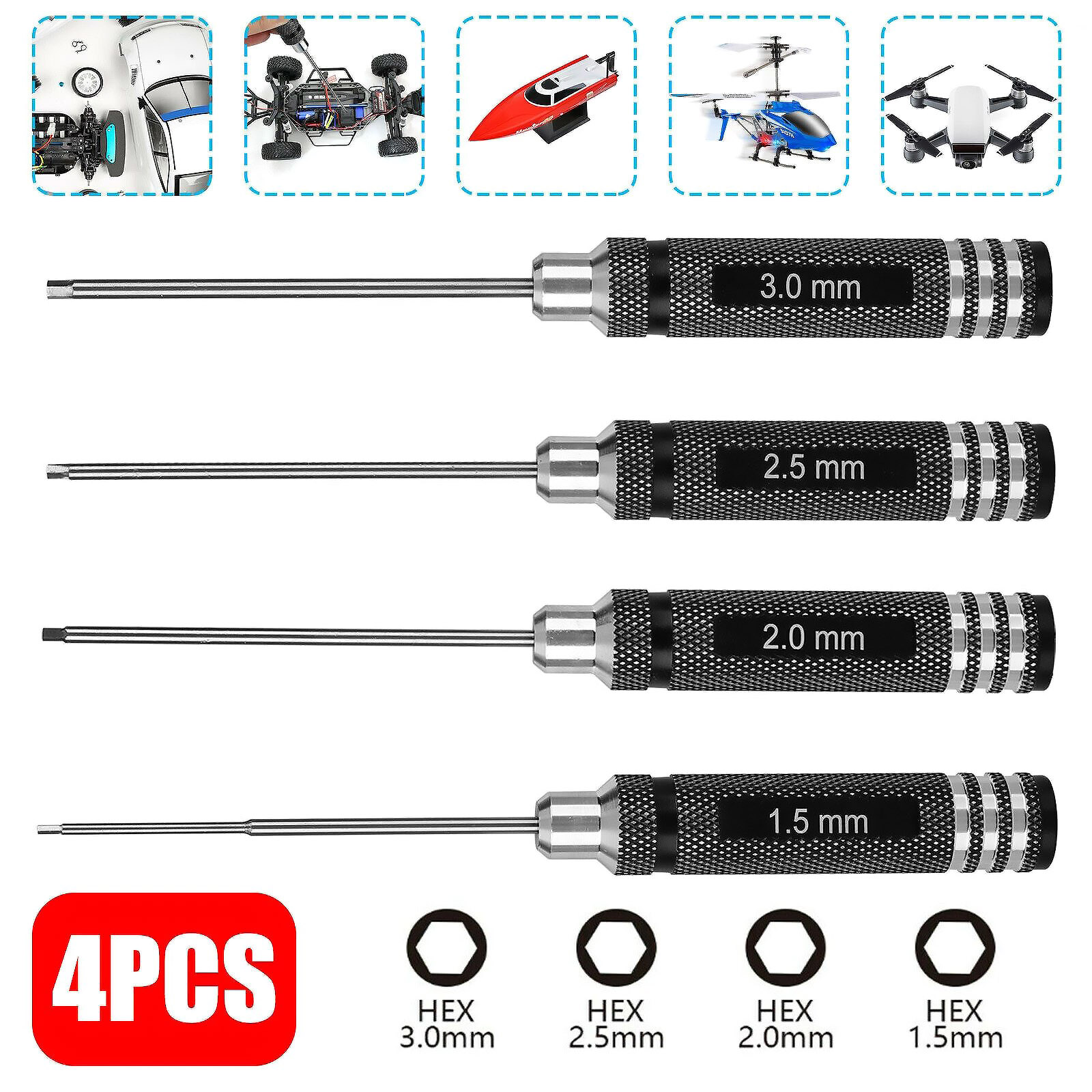 4 pçs/lote rc ferramentas hex  - Rc Helicopter Tool Kit avaliação e preço